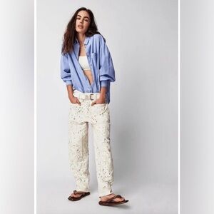 Free People Belted Painters Pants in Cream Size 6